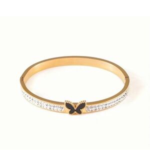 Cute Butterfly Bracelet Bangle for Women Stainless Steel 18k Gold Plated Gifts